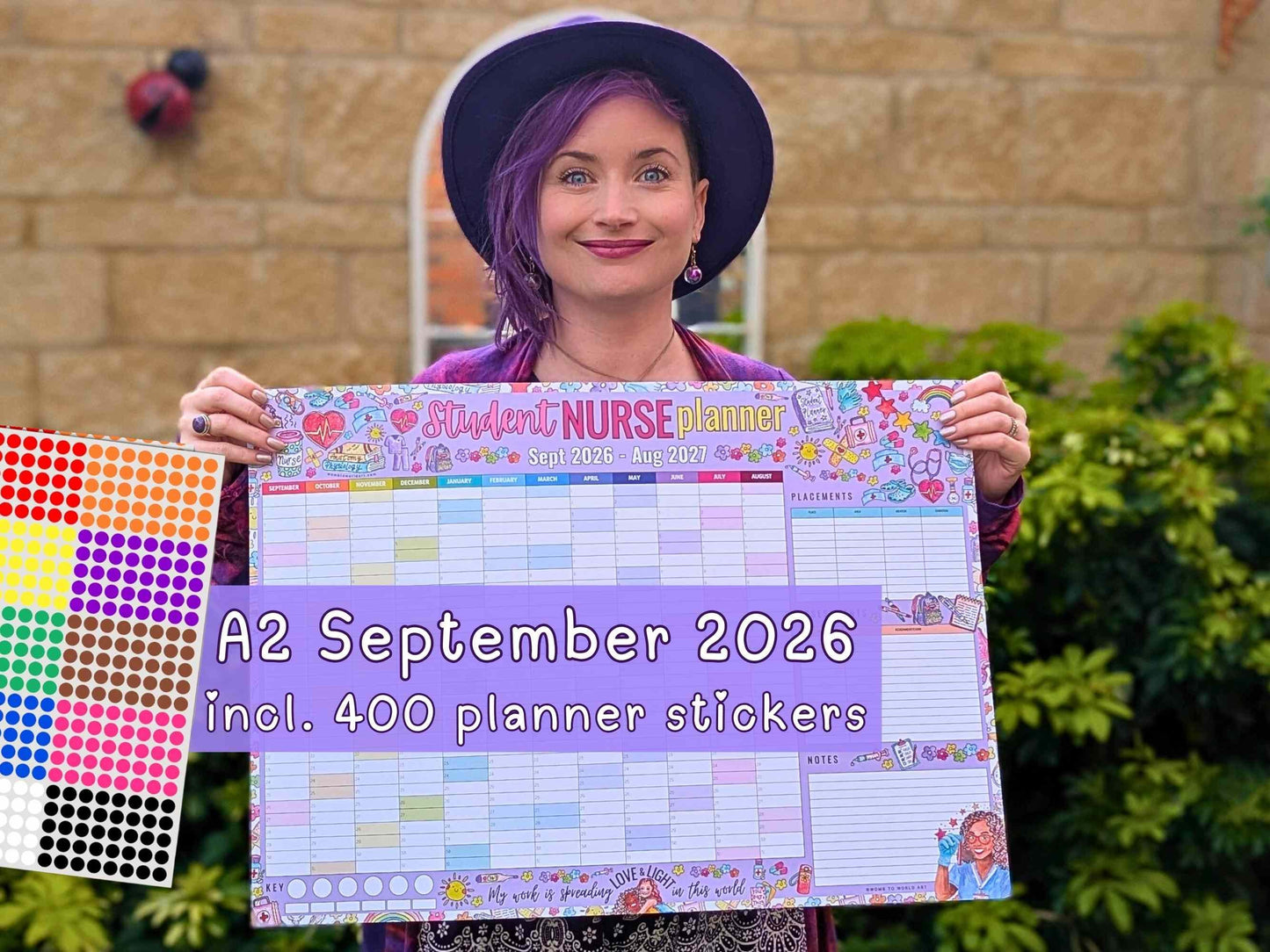 Student Nurse Academic Wall Planner September 2026/2027 A2 Nursing Calendar + Planner Stickers