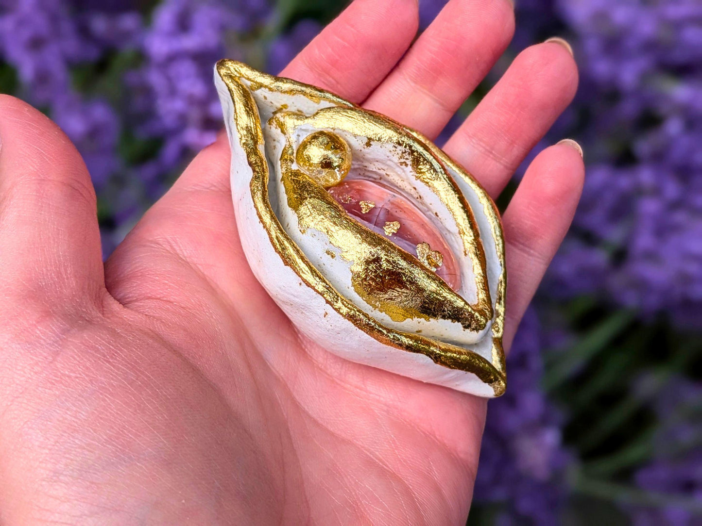 Sacred Palm Goddess "Rosie" Clay Sculpture | Meditation Tool | Yoni Art, Mother Earth, Vulva Art