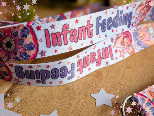 Infant Feeding Lanyard: Breastfeeding Art ID Card Holder, Infant Feeding Midwife Gift, Key Fob Lanyard