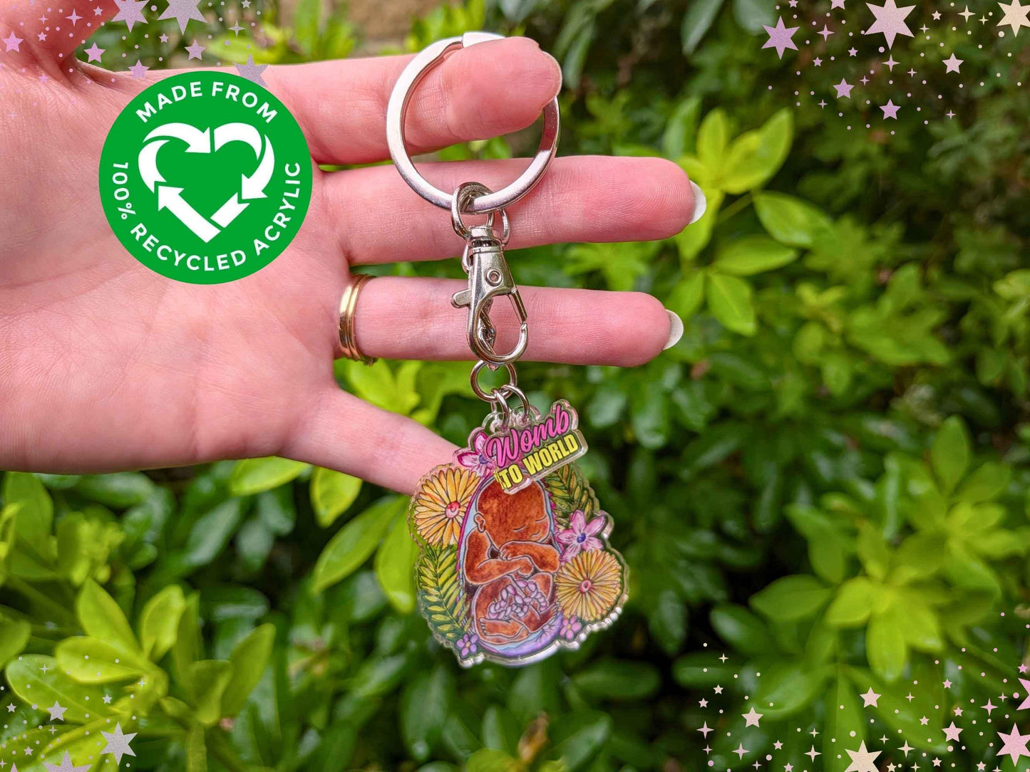 Baby in the Womb Keyring: Keychain for Midwife Doula Gift, Pregnancy Art Bag Charm