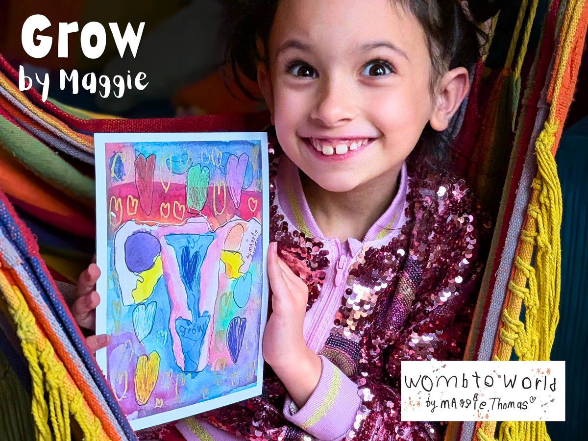 Grow: Rainbow Womb Art by Maggie, A5 Print
