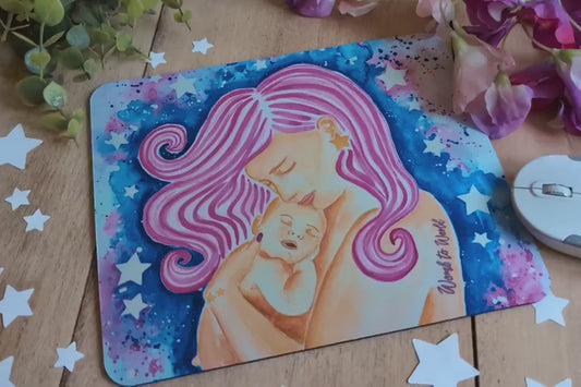 Mother and Baby Art Mouse Mat Desk Pad