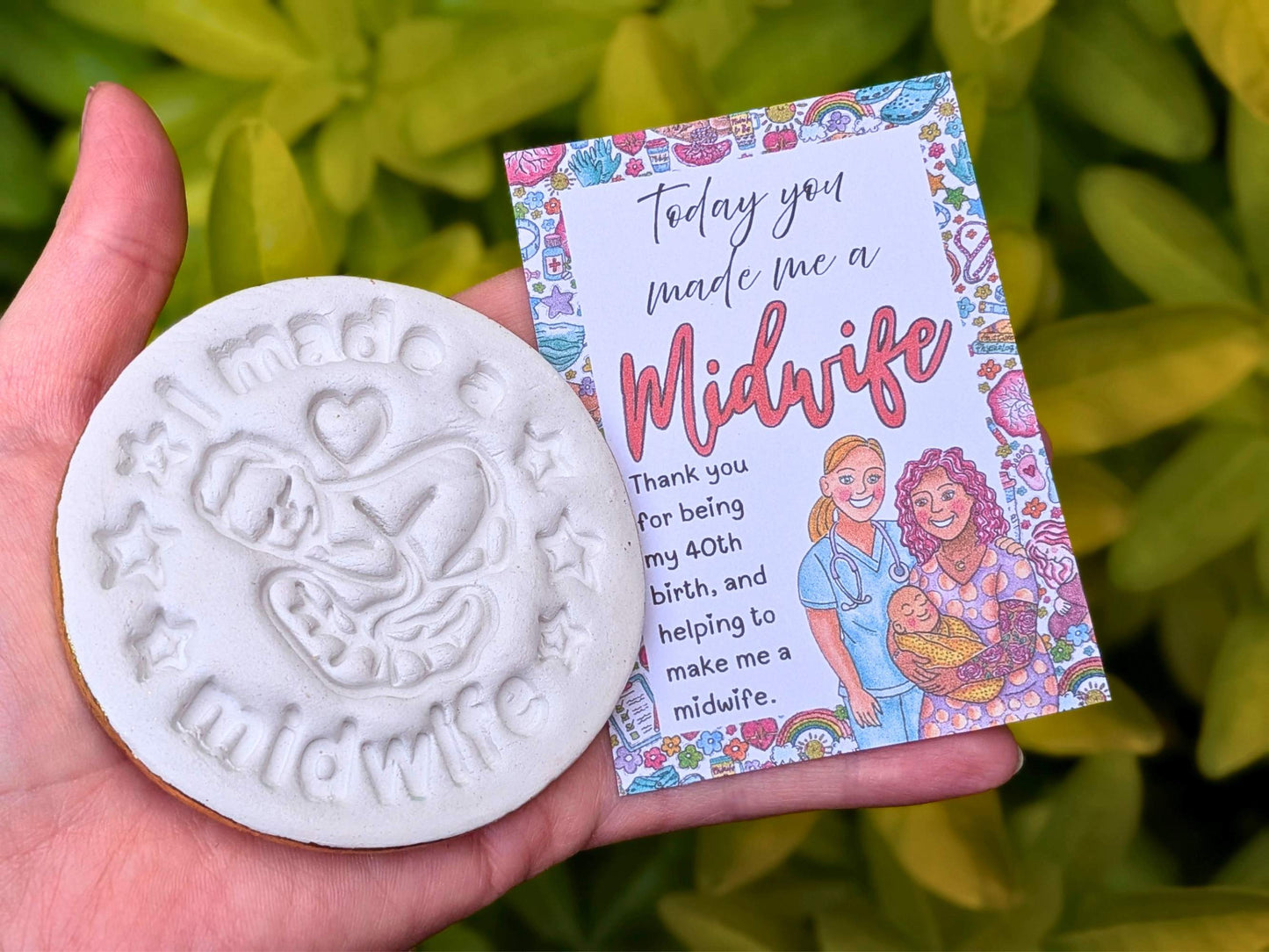 Golden "I Made a Midwife" Keepsake for 40th Baby