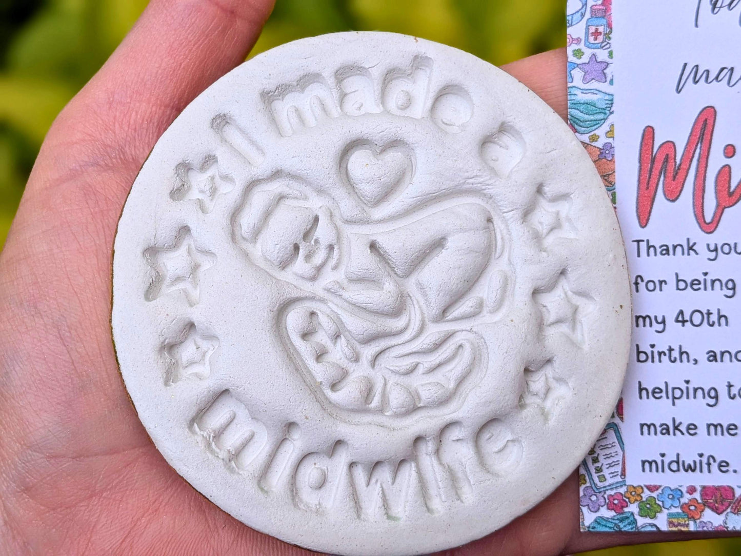 Golden "I Made a Midwife" Keepsake for 40th Baby