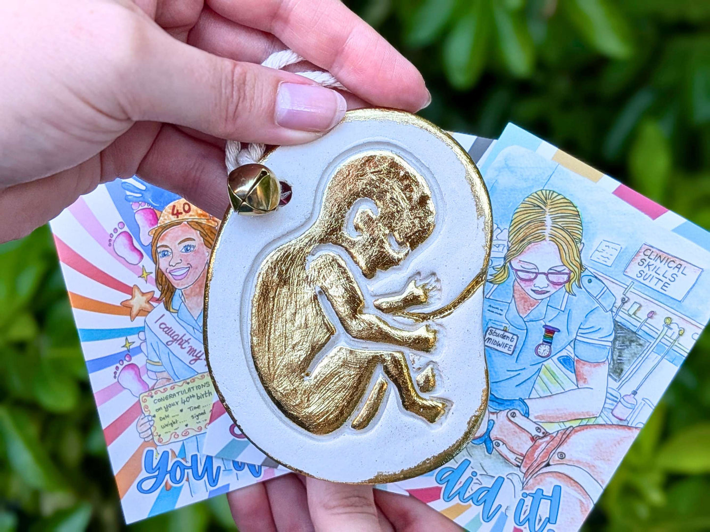 Golden Baby Midwife Hanging Keepsake