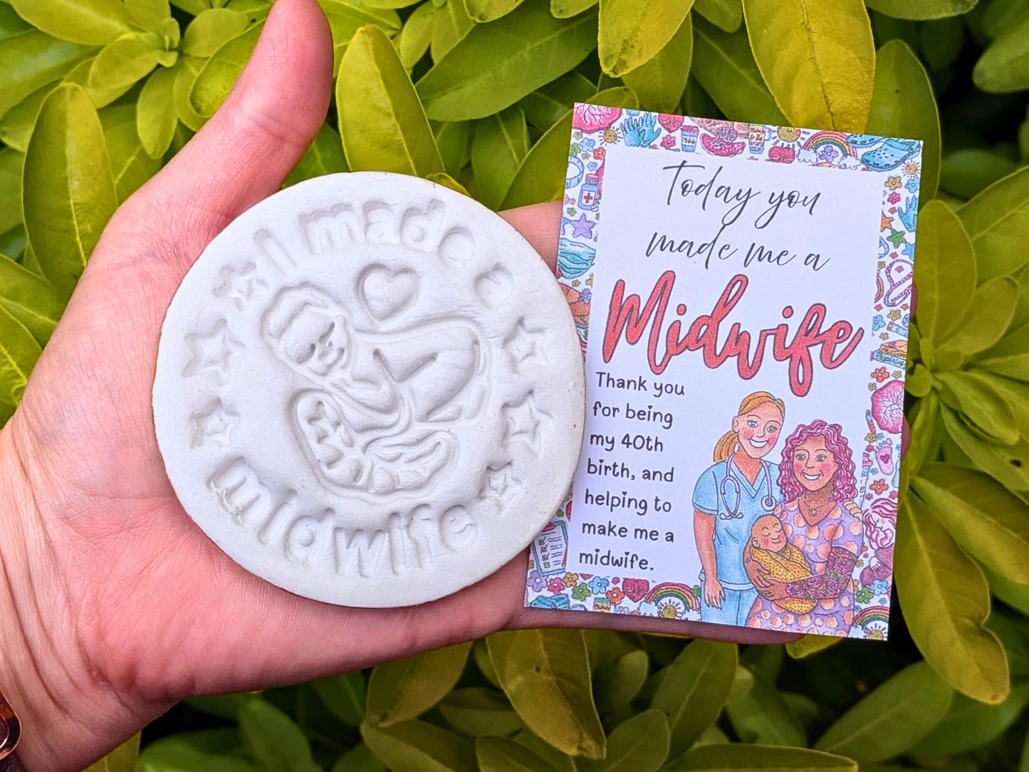 Golden "I Made a Midwife" Keepsake for 40th Baby