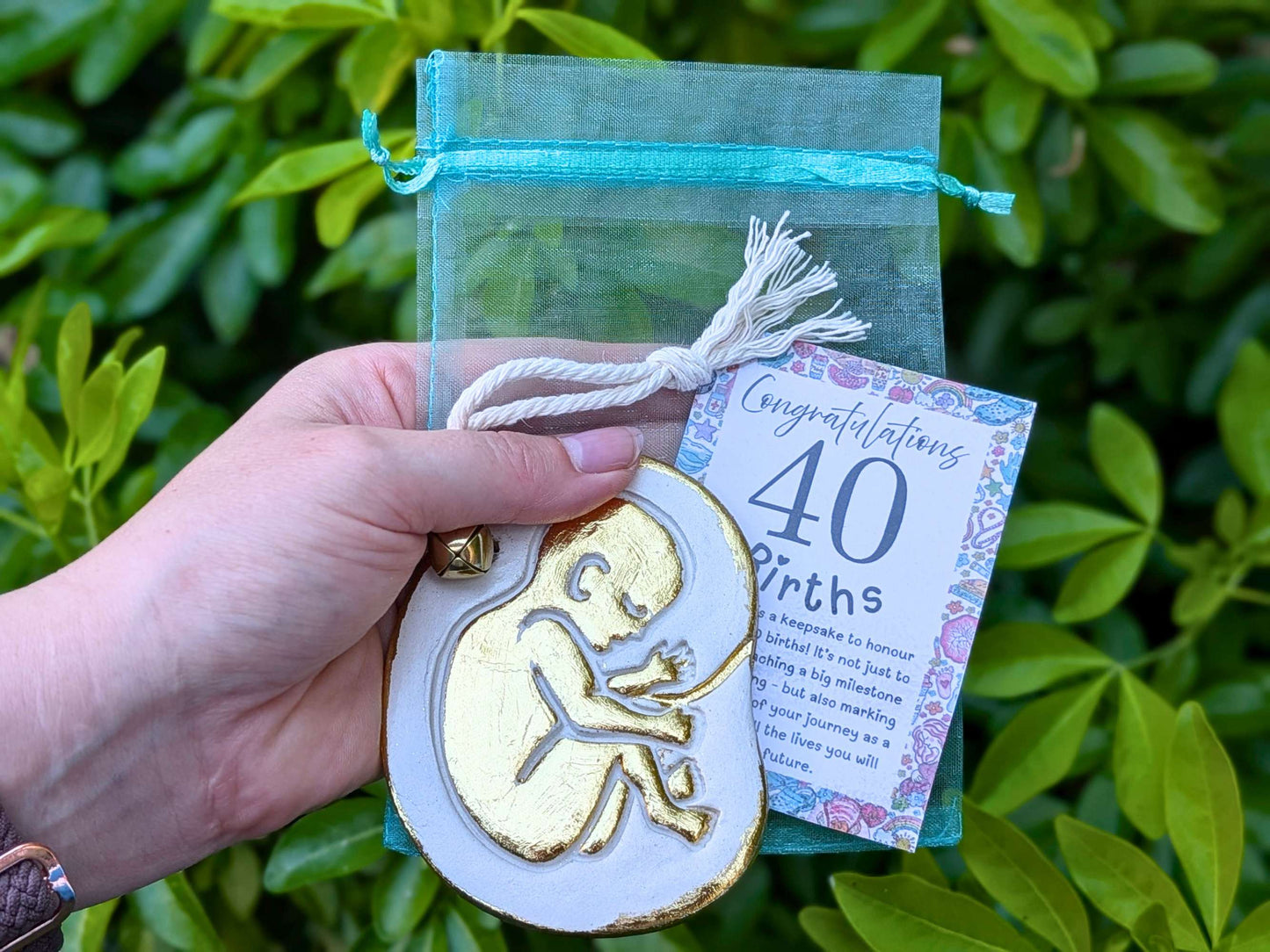 Golden Baby Midwife Hanging Keepsake