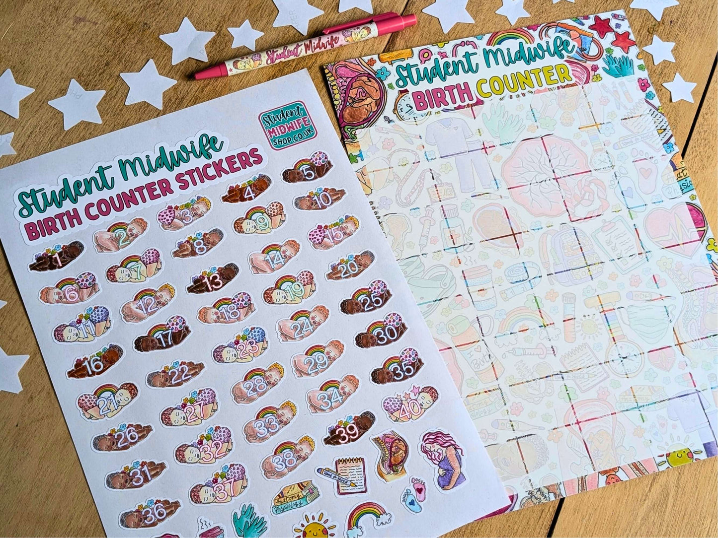 Birth Counter A4 Print + Stickers