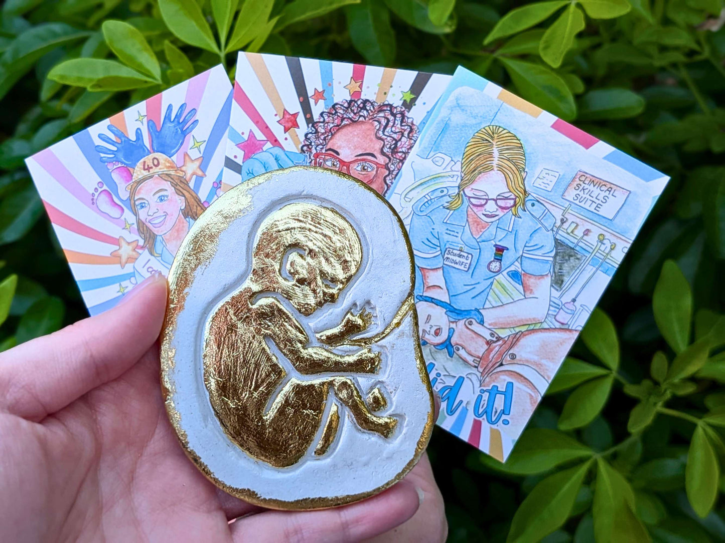 Gold Baby Magnet Midwife Milestones Gift