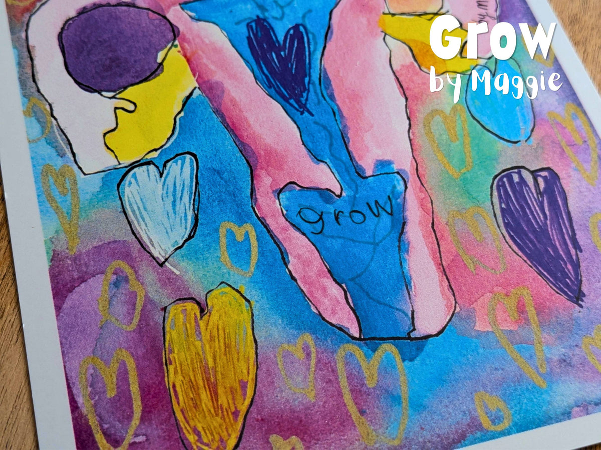 Grow: Rainbow Womb Art by Maggie, A5 Print