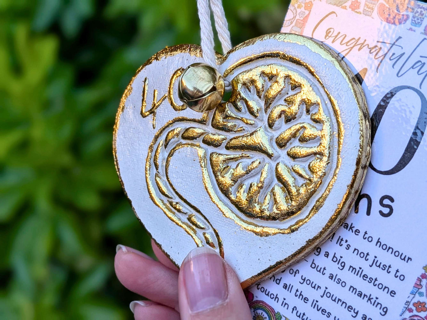 Golden Clay Heart 40 Births Gift