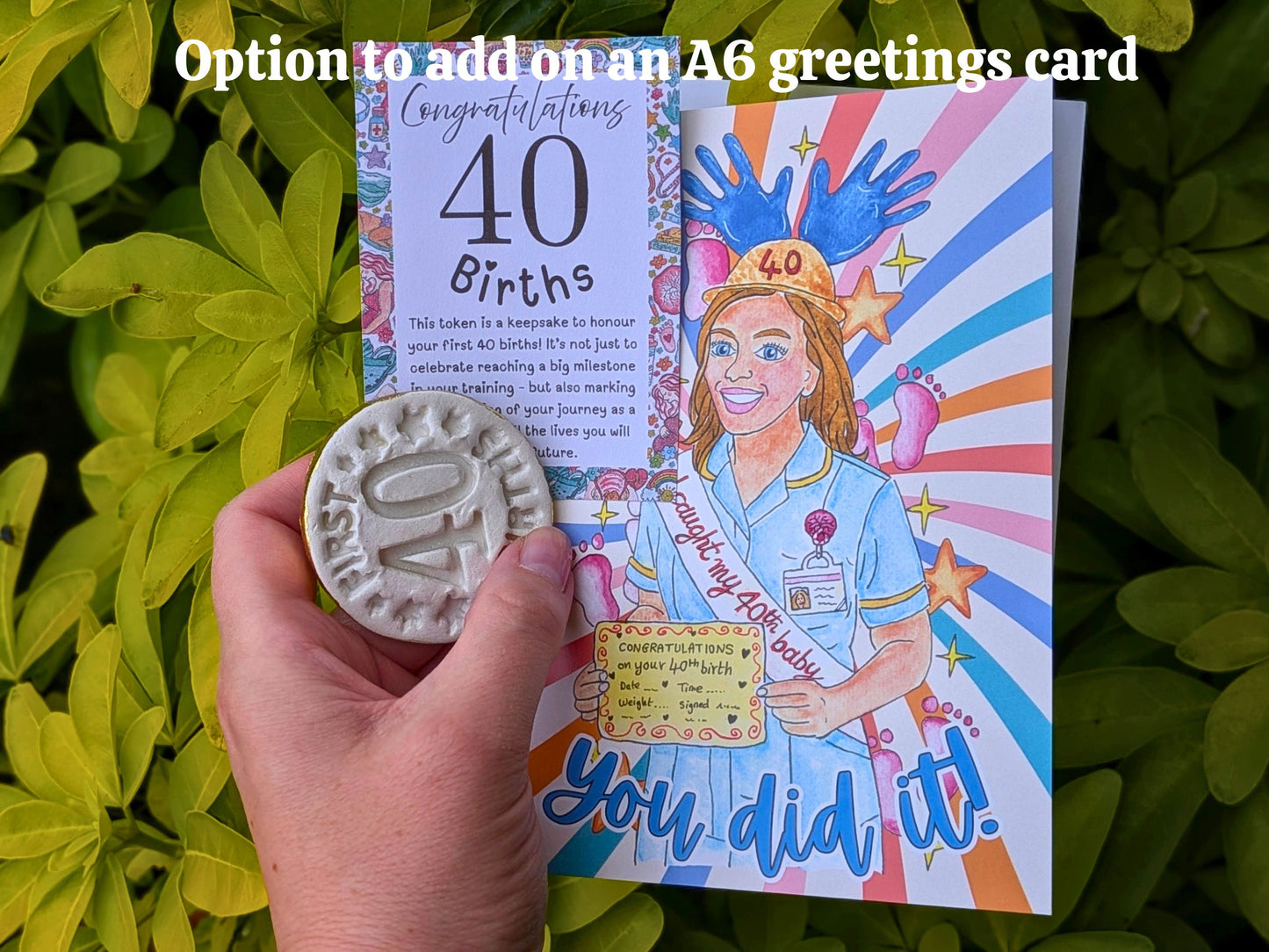 Golden "40 Births" Keepsake for Student Midwife