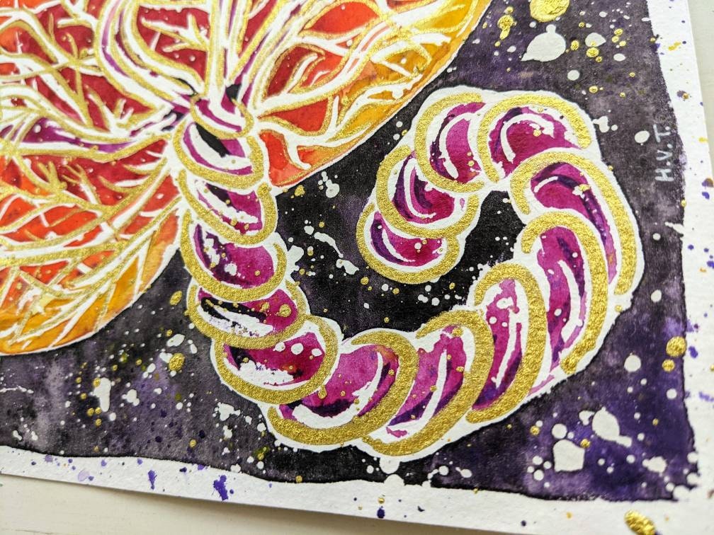 Cosmic Placenta Art Original Womb Watercolour Painting: 8" Picture for Pregnancy, Birth, New Mums and Doulas