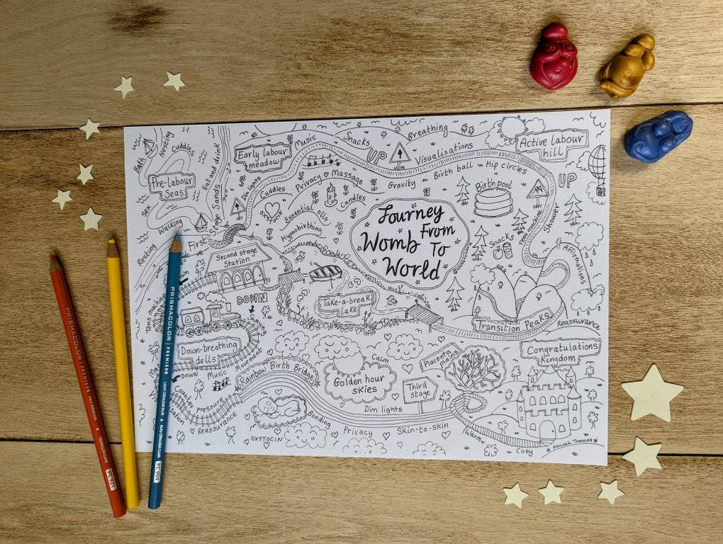 Stages of Birth Colouring Poster: Antenatal Education (Digital Download)