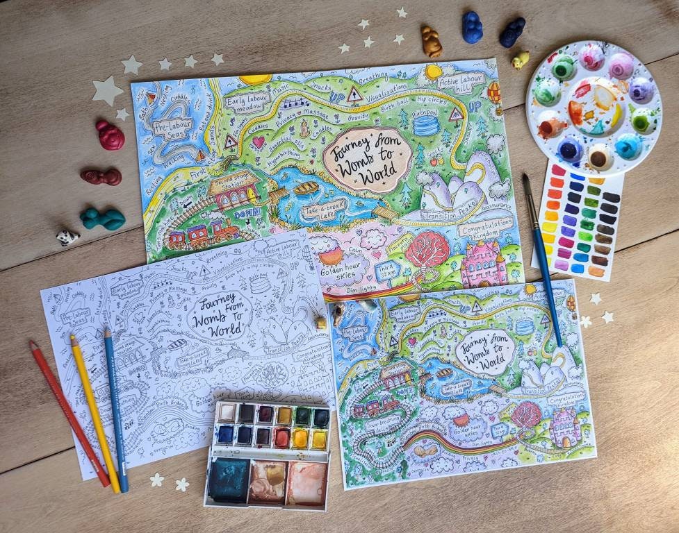 Stages of Birth Colouring Poster: Antenatal Education (Digital Download)