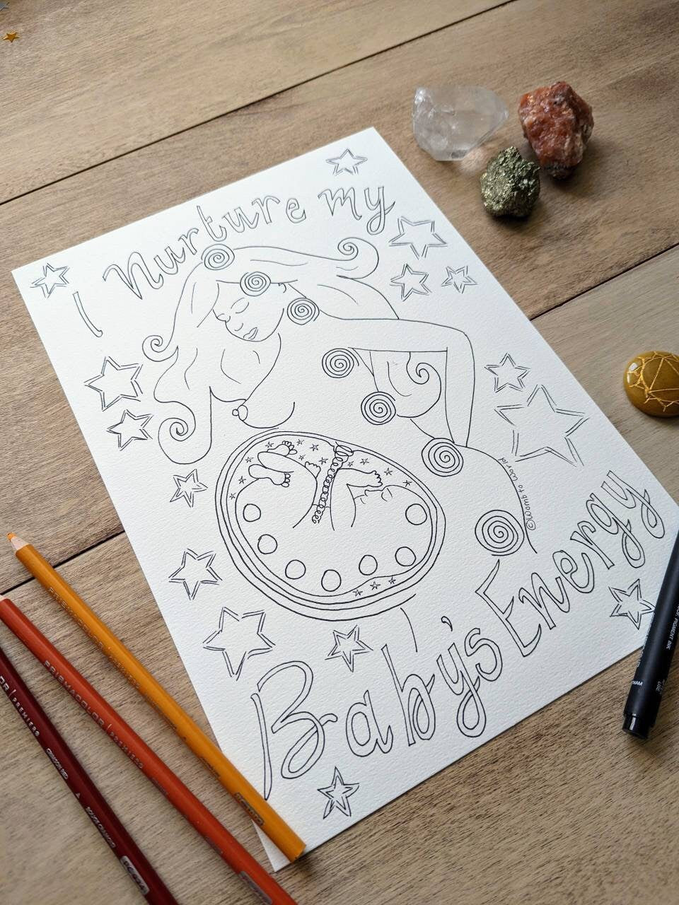 Chakras in the Womb Pregnancy Affirmation Colouring Page | Birthworker Handouts | Doula Tools | Midwife | Hypnobirthing
