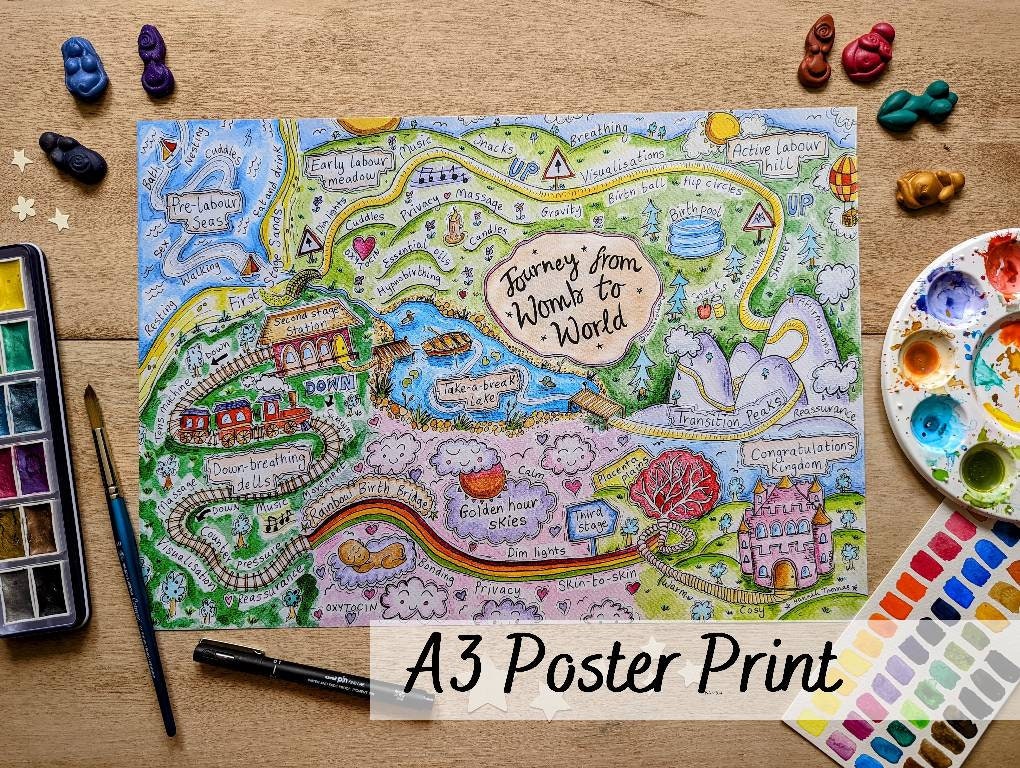Birth Journey Puzzle & Print Pregnancy Gift Set | Pregnant Christmas Present | Stages of Labour Jigsaw | Doula | Midwife | Birthkeeper