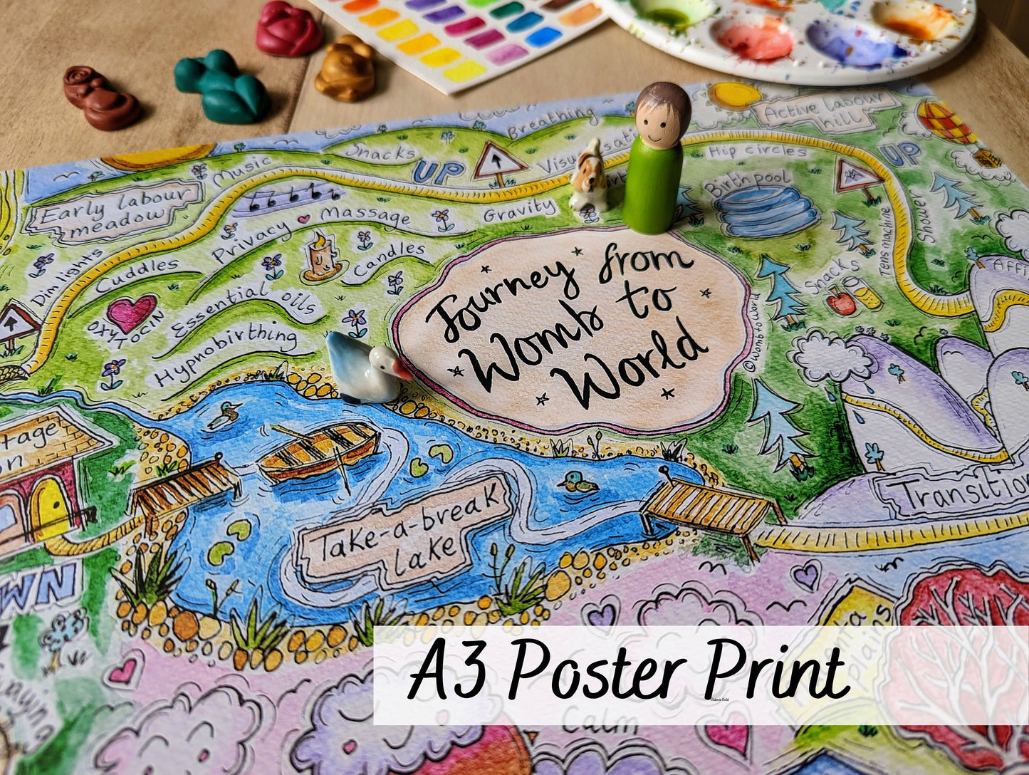 Set of Pregnancy and Birth Map A3 Prints