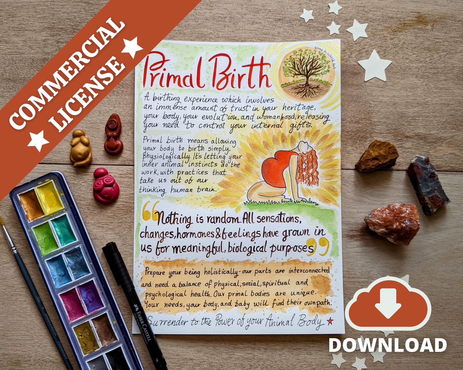 Primal Birth Poster: Doula Midwife Education (PDF Download)