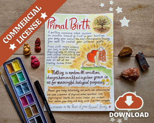 Primal Birth Poster: Doula Midwife Education (PDF Download)