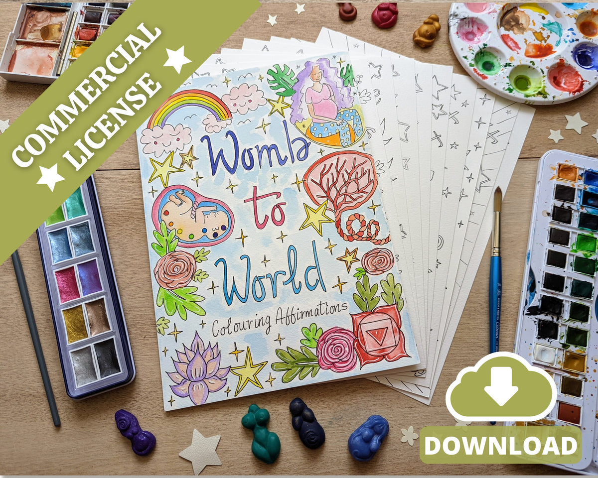 Pregnancy Journey Colouring 16 Posters Download | Positive Birth Affirmations | Birthworker | Doula Tools | Hypnobirthing
