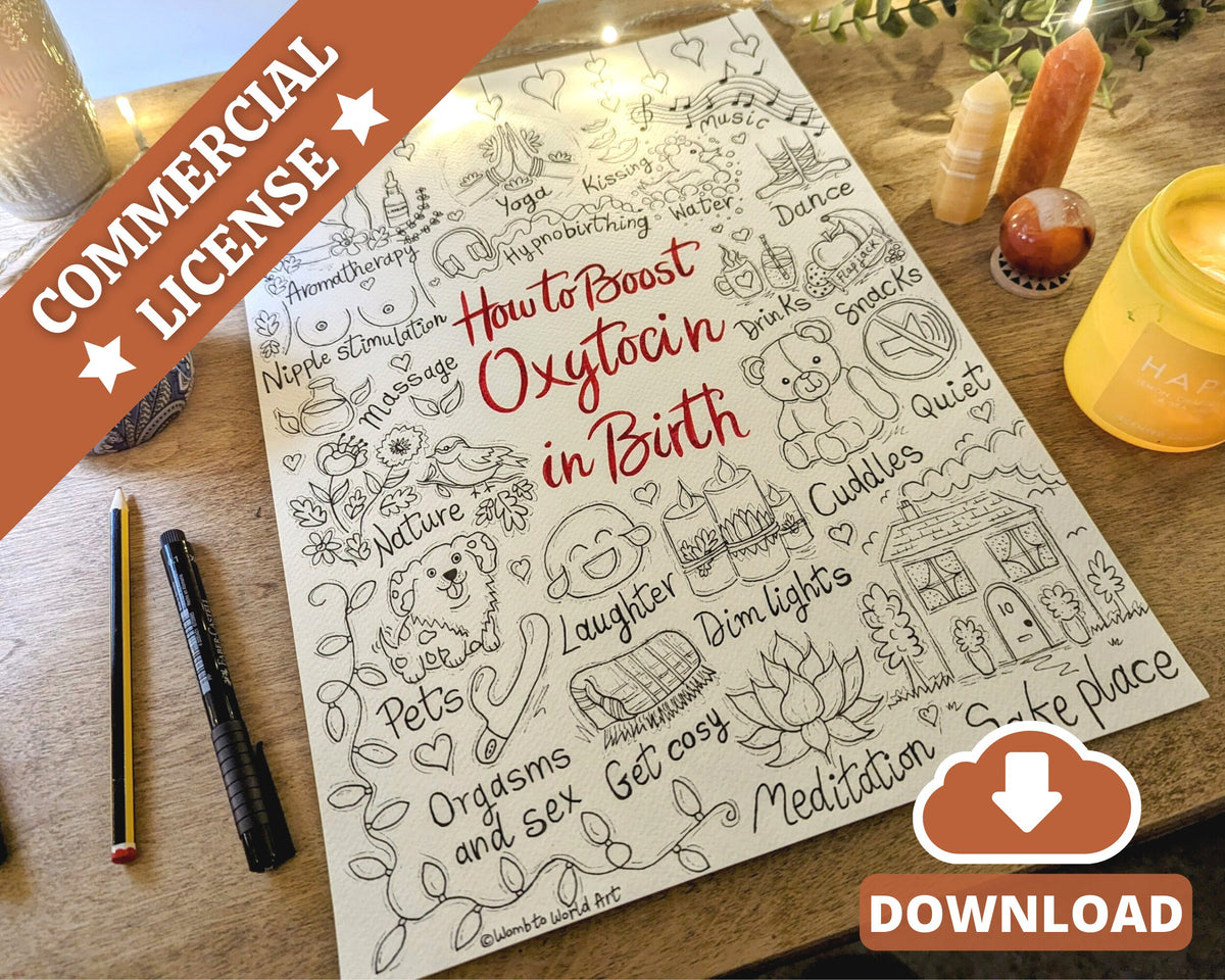 Oxytocin Birth Poster: Labour Hormones, Antenatal Education (A3 Printout)