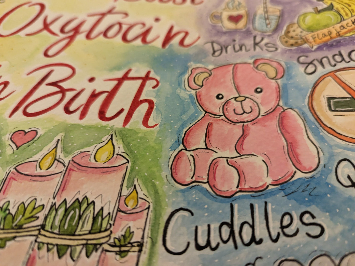 Oxytocin Birth PDF Poster: Labour Hormones, Doula Antenatal Class Printouts for Birth (PDF Download)