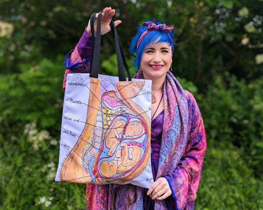Student Midwife Bag | Pregnancy Twins Anatomy Tote Bag | Pregnancy Maternity Bag | Birth Bag | Student Midwife Gift Ideas