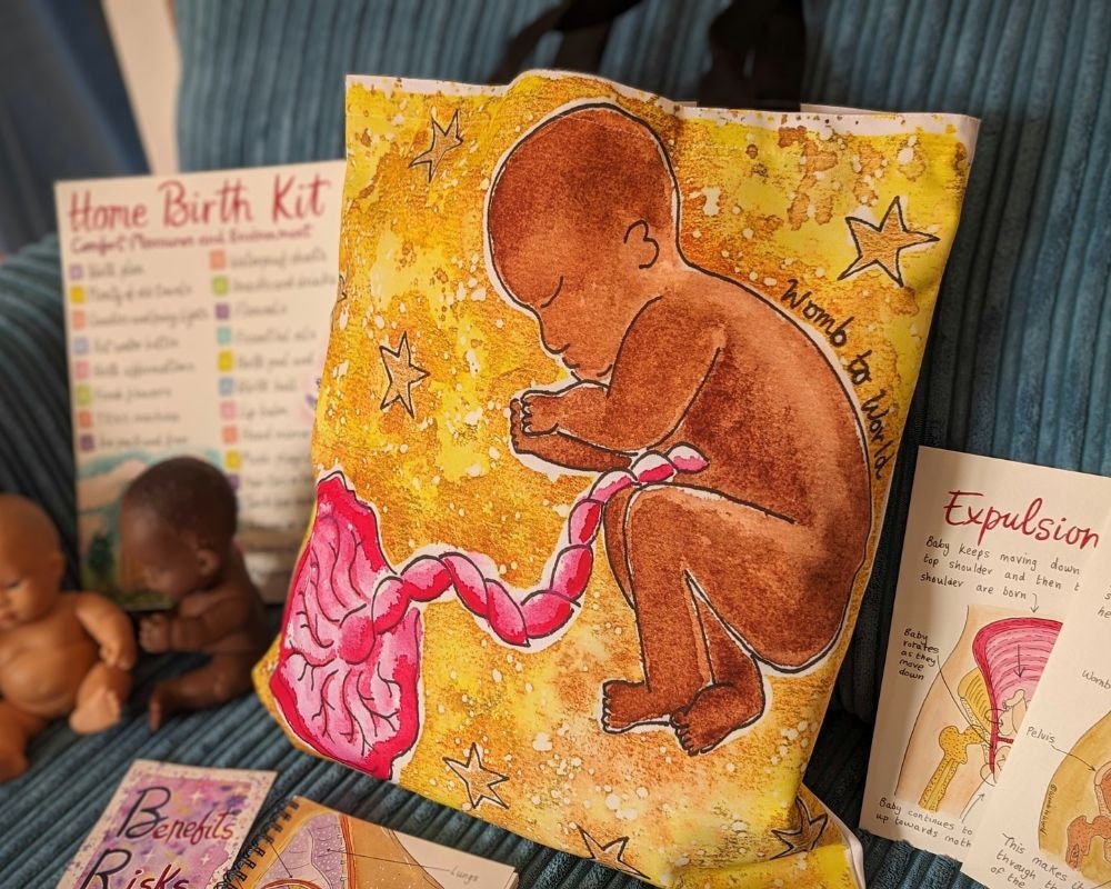 Baby in Womb Art Bag | Pregnancy Maternity Bag | Hospital Bag | Antenatal Education Gift | Midwife Gift