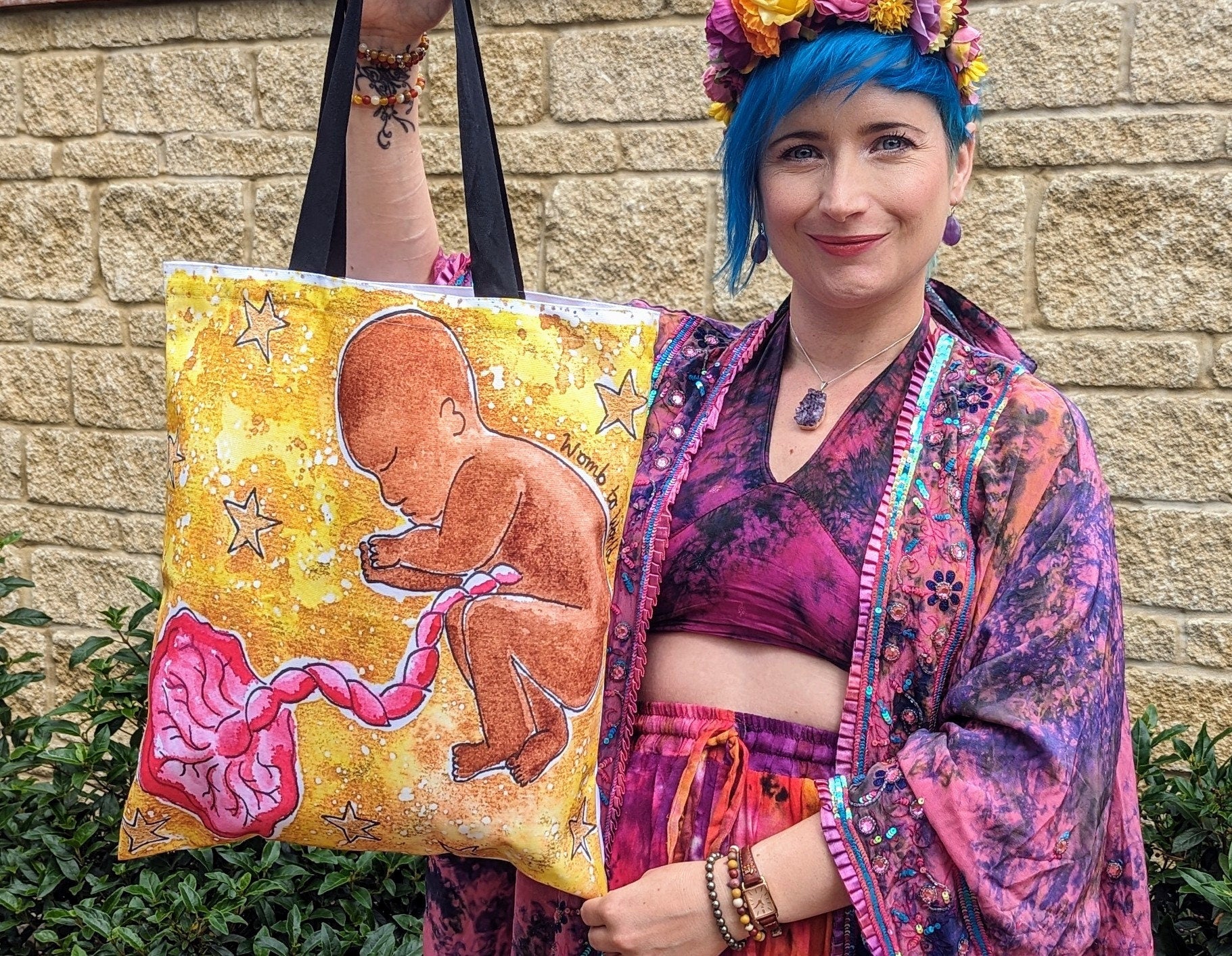 Baby in Womb Art Bag | Pregnancy Maternity Bag | Hospital Bag | Antenatal Education Gift | Midwife Gift