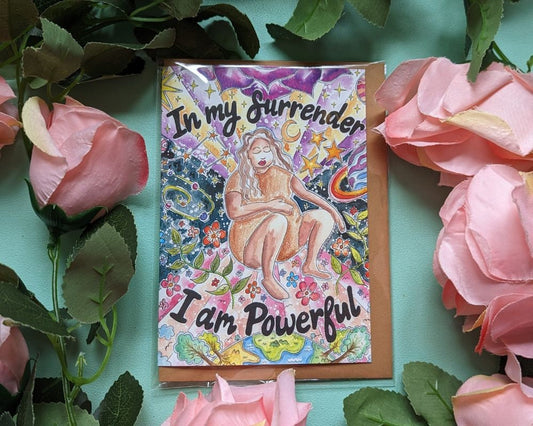 Surrender Birth Affirmation Greetings Cards | Doula | Student Midwife | Labour Affirmations | Birth Art | Pregnancy Cards