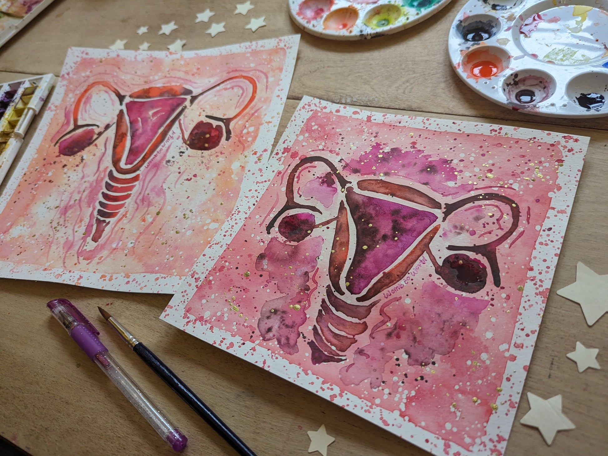 Uterus Womb Art Original 8" Watercolour Painting | Doula | Birthworker | Midwife | Fertility | Womb Healing