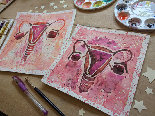 Uterus Womb Art Original 8" Watercolour Painting | Doula | Birthworker | Midwife | Fertility | Womb Healing