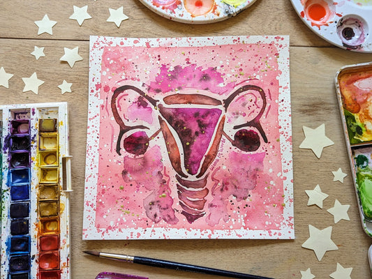 Uterus Womb Art Original 8" Watercolour Painting | Doula | Birthworker | Midwife | Fertility | Womb Healing