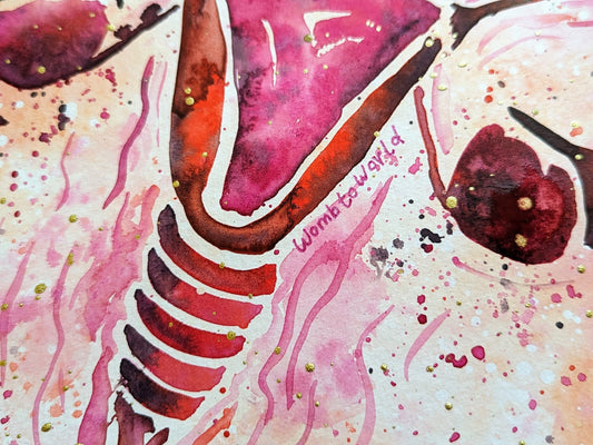 Uterus Womb Art Original 10" Watercolour Painting | Doula | Birthworker | Midwife | Fertility | Womb Healing
