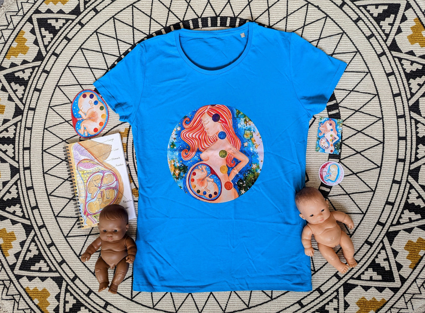 Organic Cotton Doula T-Shirt Pregnancy Chakras | Birth Worker Top | Birth Tshirt | Antenatal Education | Midwife Gift