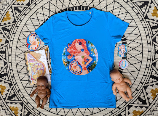 Organic Cotton Doula T-Shirt Pregnancy Chakras | Birth Worker Top | Birth Tshirt | Antenatal Education | Midwife Gift