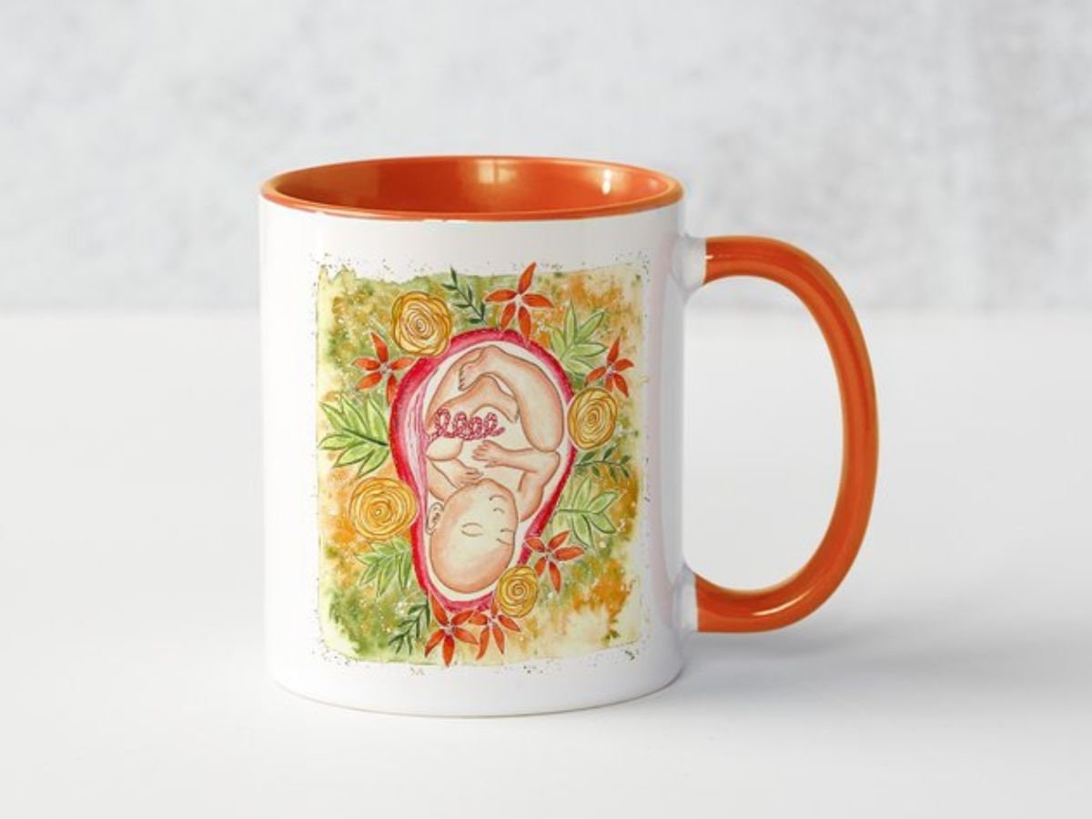 Baby in the Womb Mug | Birth Art | Doula Gift | Midwife | Pregnancy Mug | Birthworker | Mother's Day
