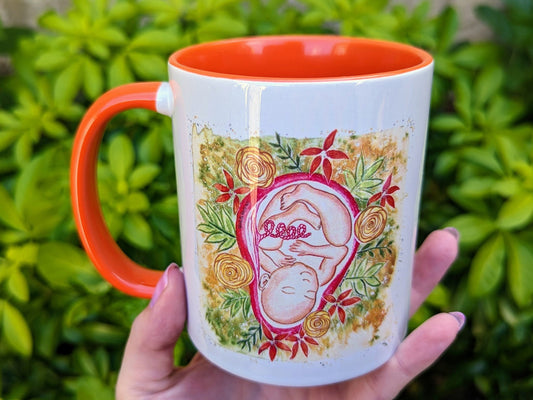 Baby in the Womb Mug | Birth Art | Doula Gift | Midwife | Pregnancy Mug | Birthworker | Mother's Day