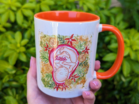 Baby in the Womb Mug | Birth Art | Doula Gift | Midwife | Pregnancy Mug | Birthworker | Mother's Day