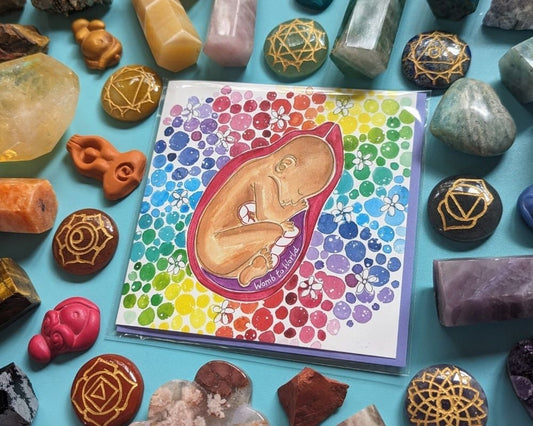 Rainbow Womb Baby Pregnancy Greetings Card | Hypnobirthing Goody Bags | Birth Education Handouts | Antenatal Class Gifts
