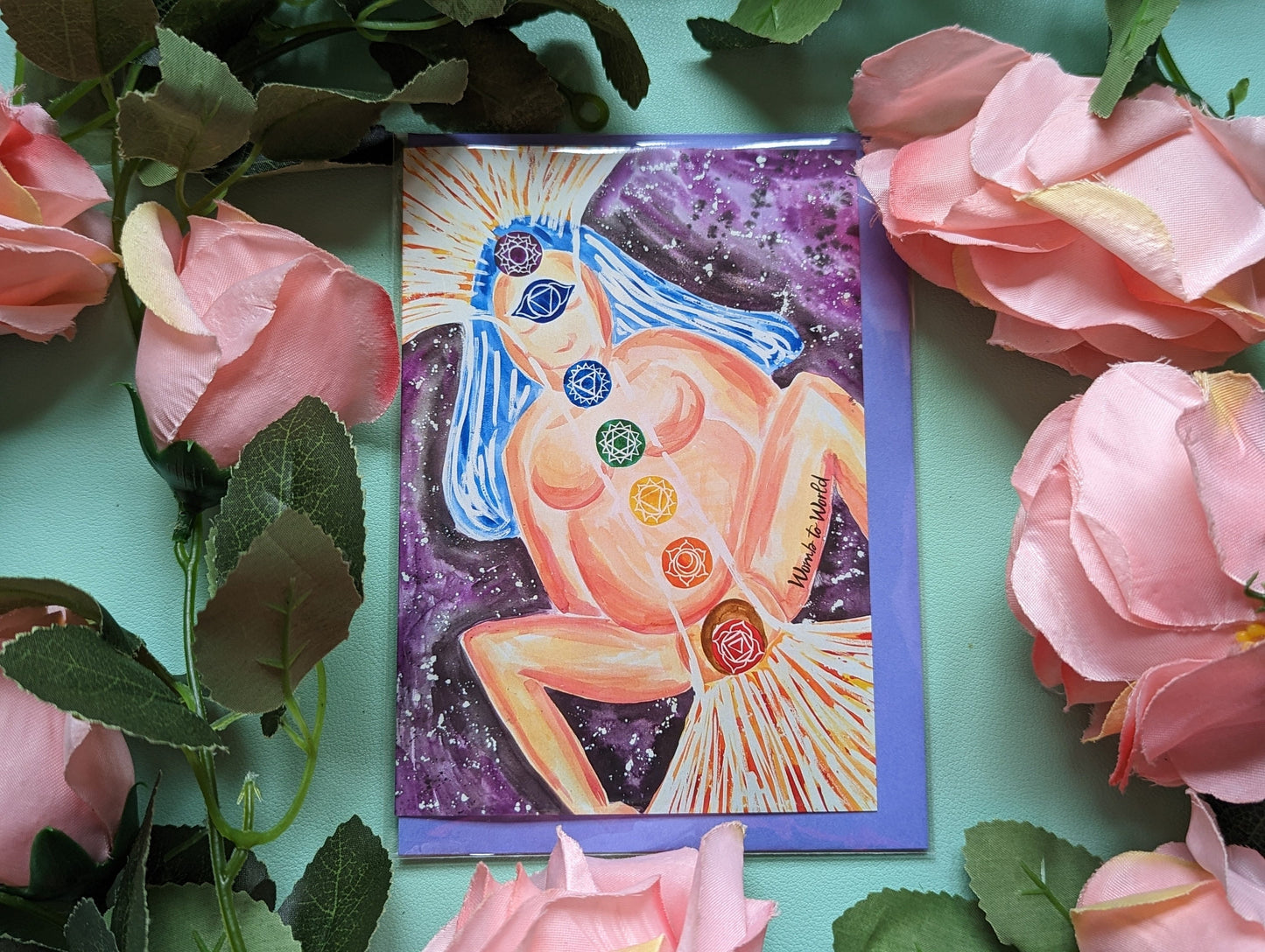 Chakras Birth Art Greetings Cards | Pregnancy Altar | Spiritual Birth | Pregnancy Card | Antenatal Class Gifts