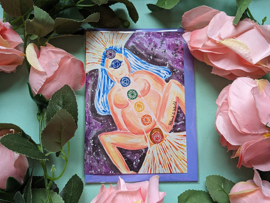 Chakras Birth Art Greetings Cards | Pregnancy Altar | Spiritual Birth | Pregnancy Card | Antenatal Class Gifts