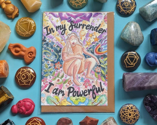 Surrender Birth Affirmation Greetings Cards | Doula | Student Midwife | Labour Affirmations | Birth Art | Pregnancy Cards