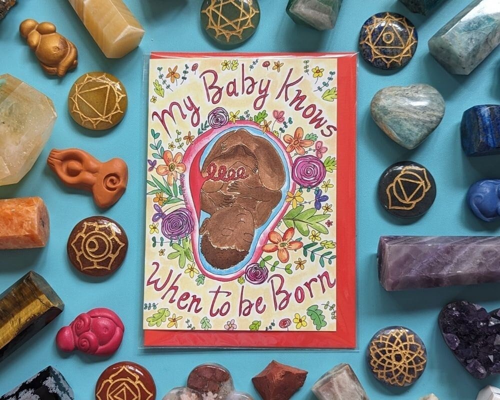 Full Term Pregnancy Card: Baby Affirmation, Womb Art