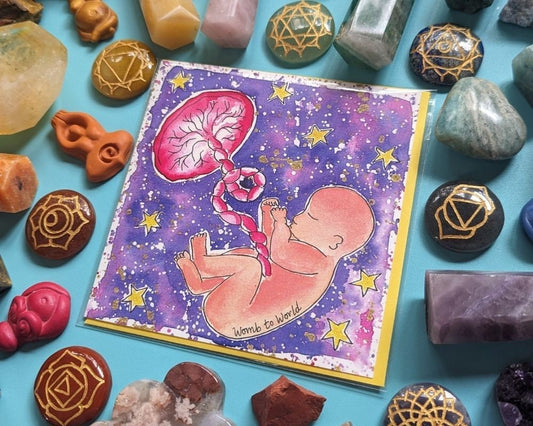 Cosmic Womb Baby Pregnancy Card | Hypnobirthing Goody Bags | Birth Education Handouts | Pregnancy Card | Antenatal Class Gifts