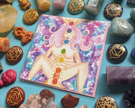 Chakras Birth Art Card: Spiritual Pregnancy Altar Painting