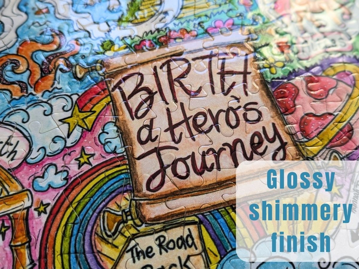 Hero's Birth Journey Puzzle & Print Pregnancy Gift Set | Pregnant Christmas Present | Stages of Labour | Doula | Midwife | Birthkeeper