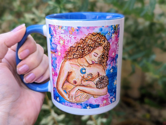 Breastfeeding Baby and Mother Mug | Birth Art | Doula Gift | Midwife | Pregnancy Mug | Birthworker | Mother's Day
