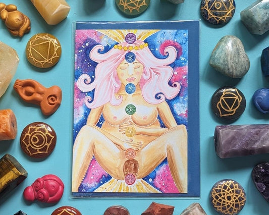 Chakras in Birth A6 Greetings Card | Spiritual Birth Doula | Student Midwife | New Mother | Birth Art | Pregnancy Cards
